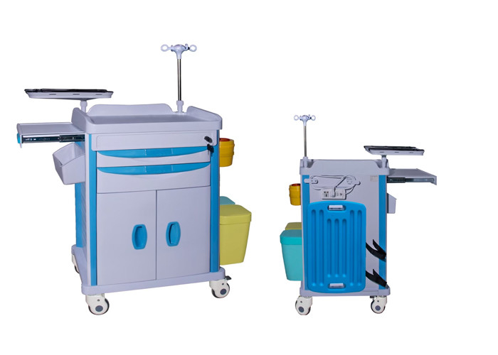 Handle Included Medical Trolley With 3-5 Drawers And Rubber Casters